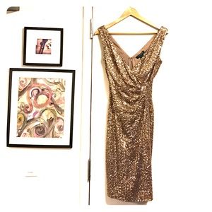 Gold sequin dress! Lauren by Ralph Lauren.