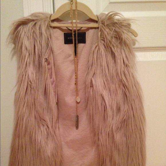 BCBG Maxazaria pink faux fur vest