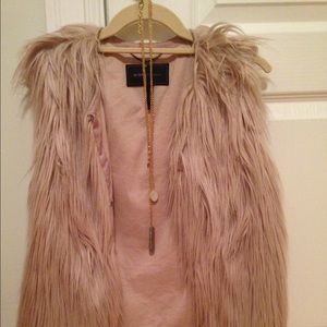 BCBG Maxazaria pink faux fur vest