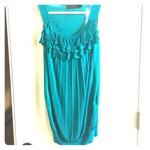The Limited Teal Ruffle Tank