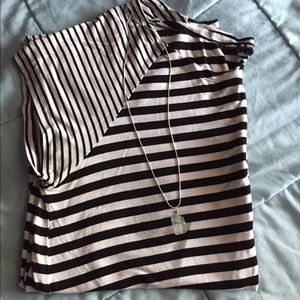 Cable & Gauge Black and White Striped Blouse