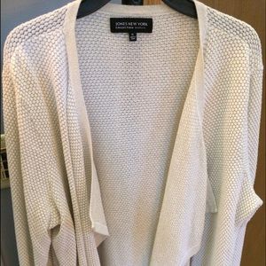 Ivory and gold metallic flyaway sweater