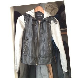 F21 Faux Leather Heather Grey Jacket