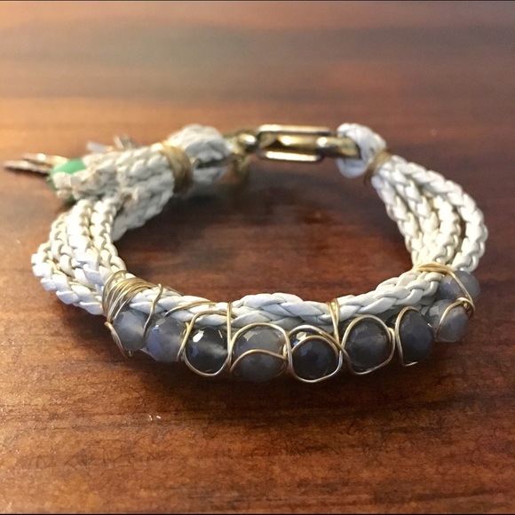 Boutique leather, stone and charm bracelet.