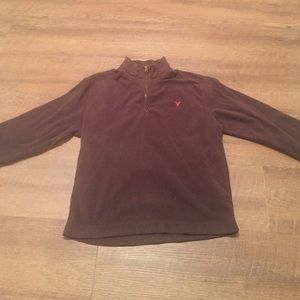 Chocolate brown men's AE fleece quarter zip