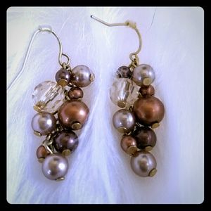 Beaded Dangle Earrings in Brown and Copper Tones