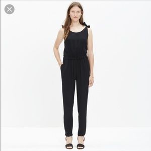 Madewell balck shoulder tie jumpsuit