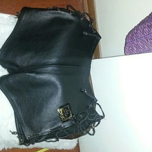 Black leather biker shorts-Handmade Sz 4