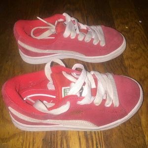 Red puma sneakers