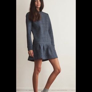 Neoprene drop waist long sleeve dress
