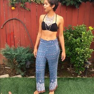 Blue Boho Printed Pants