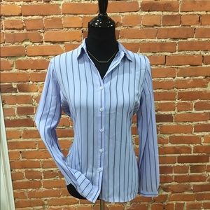 Ann Taylor Loft striped sheer long-sleeved blouse