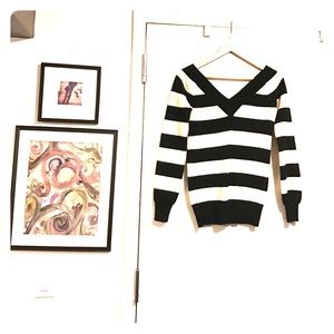Theory: Striped V-Neck (and V-back!) soft sweater