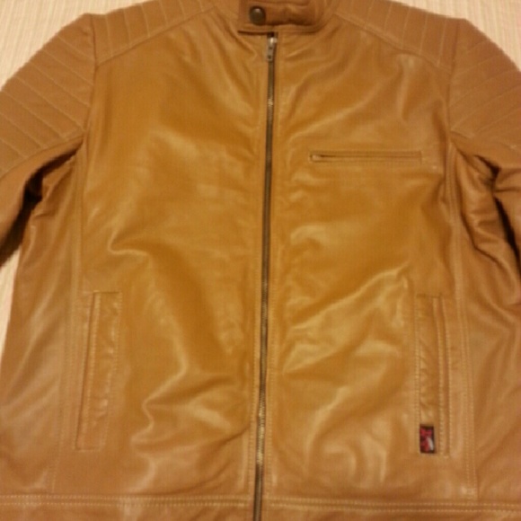 Men genuine leather jacket quilted