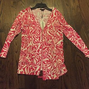 Floral design zip up cardigan