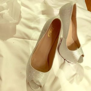 Beautiful silver sparkle heels by Yoki