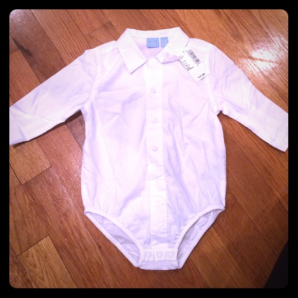 White collared button down onsie