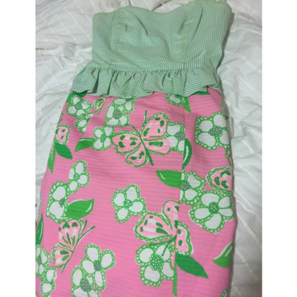Lilly Pulitzer Seersucker Strapless Pencil Dress