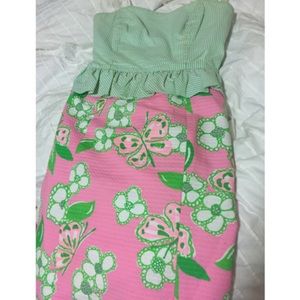 Lilly Pulitzer Seersucker Strapless Pencil Dress