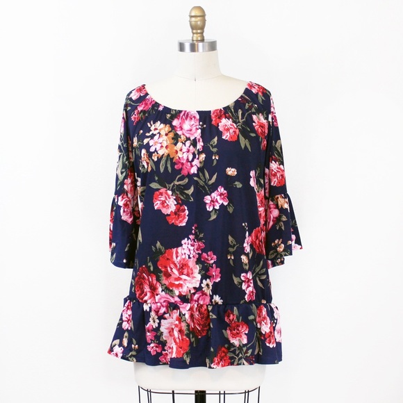 FLORAL OFF THE SHOULDER TUNIC TOP - Picture 3 of 3