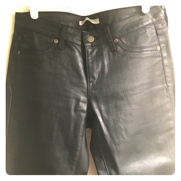 Black coated jeans... looks like leather. Size 25