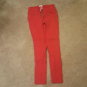 High waisted red jeans