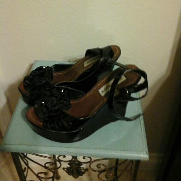 Black wedges with ankle strap