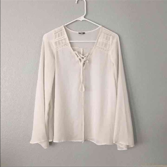 White Flowy Peasant Top