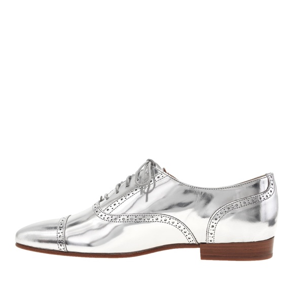 *SOLD* J Crew metallic silver mirror oxfords 8 - Picture 2 of 2