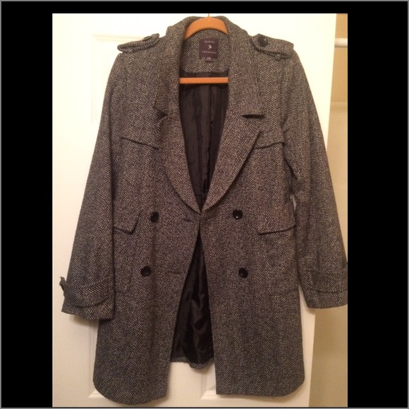 Black and white tweed coat