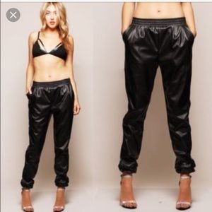 Faux leather joggers