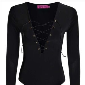 Boohoo lace up bodysuit