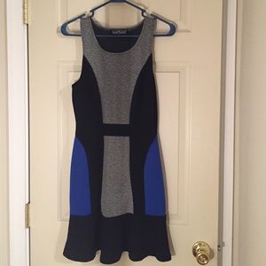Comfortable blue grey and black dress!