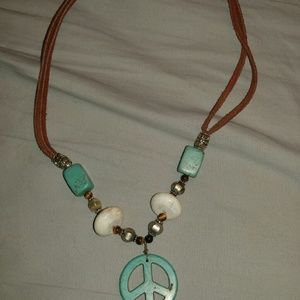 Cute turquoise peace sign necklace
