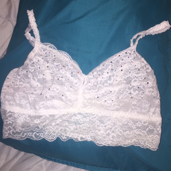PINK white sequined bralette