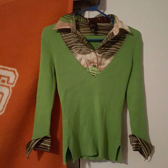 Sweater/button-up combo Bebe blouse