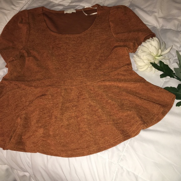 Forever 21 Burnt Orange Peplum Top