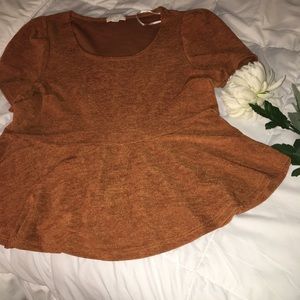 Forever 21 Burnt Orange Peplum Top