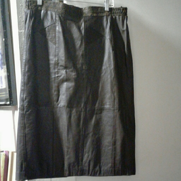 Leather  long Brown skirt
