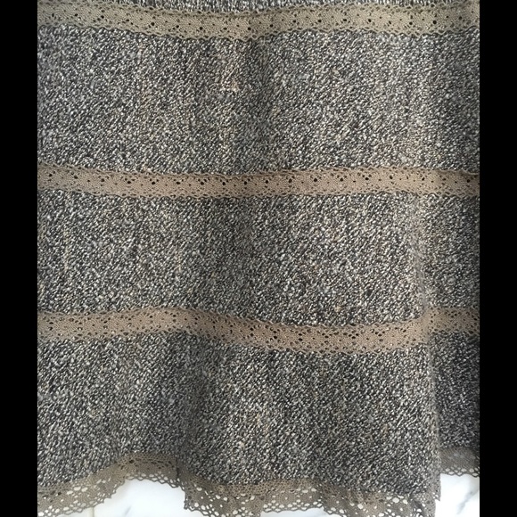 EXPRESS, WOOL BLEND MIDI SKIRT, LACE  AND  WOOL - Picture 3 of 4