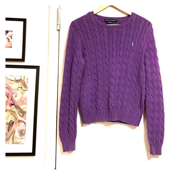 Ralph Lauren purple cotton cable pullover sweater!