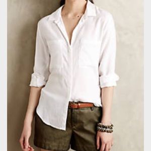 Anthropologie white button down shirt