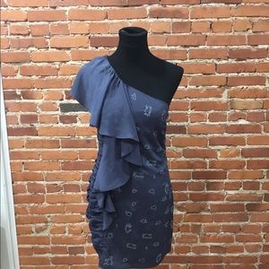 One shoulder dark grey party dress🎉