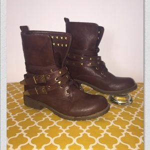 Women's Brown Combat Fashion Winter Boots