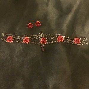 Rose Choker with matching earrings