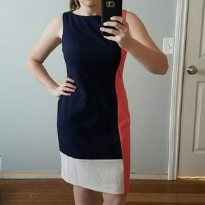 Mod color block office dress