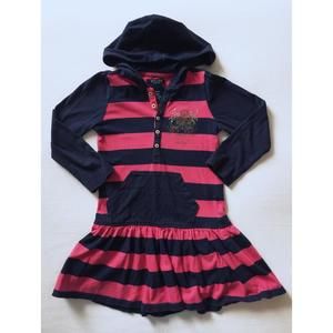 Chaps long sleeve dress with hood.