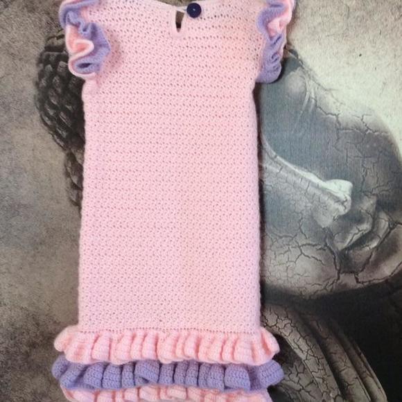 Handmade crochet sassy ruffle dress, sz 5. Dress can be made upon your request w/ sizes ranging from 24 mos to 6 yrs or if you prefer a different color combinations. Pls. Feel free to let me know or if you have any questions.