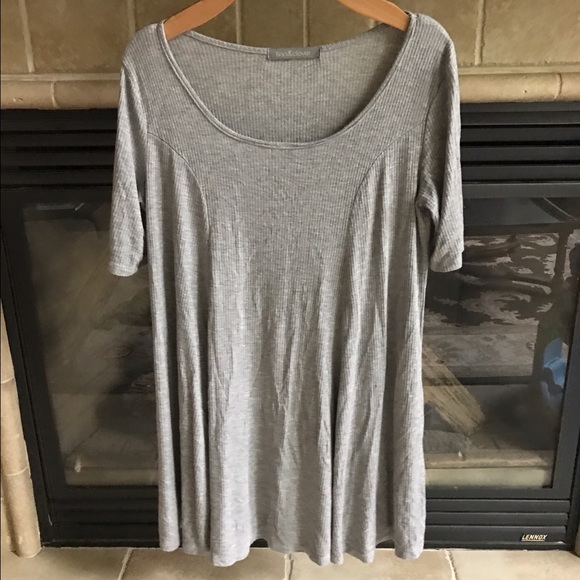 Grey Ribbed T Shirt Dress