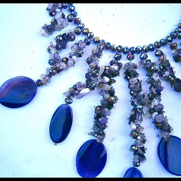 Dramatic Genuine Amethyst Waterfall Necklace - image 3